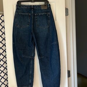 Rag and Bone Charlie Barrel Jeans in a medium dark wash.